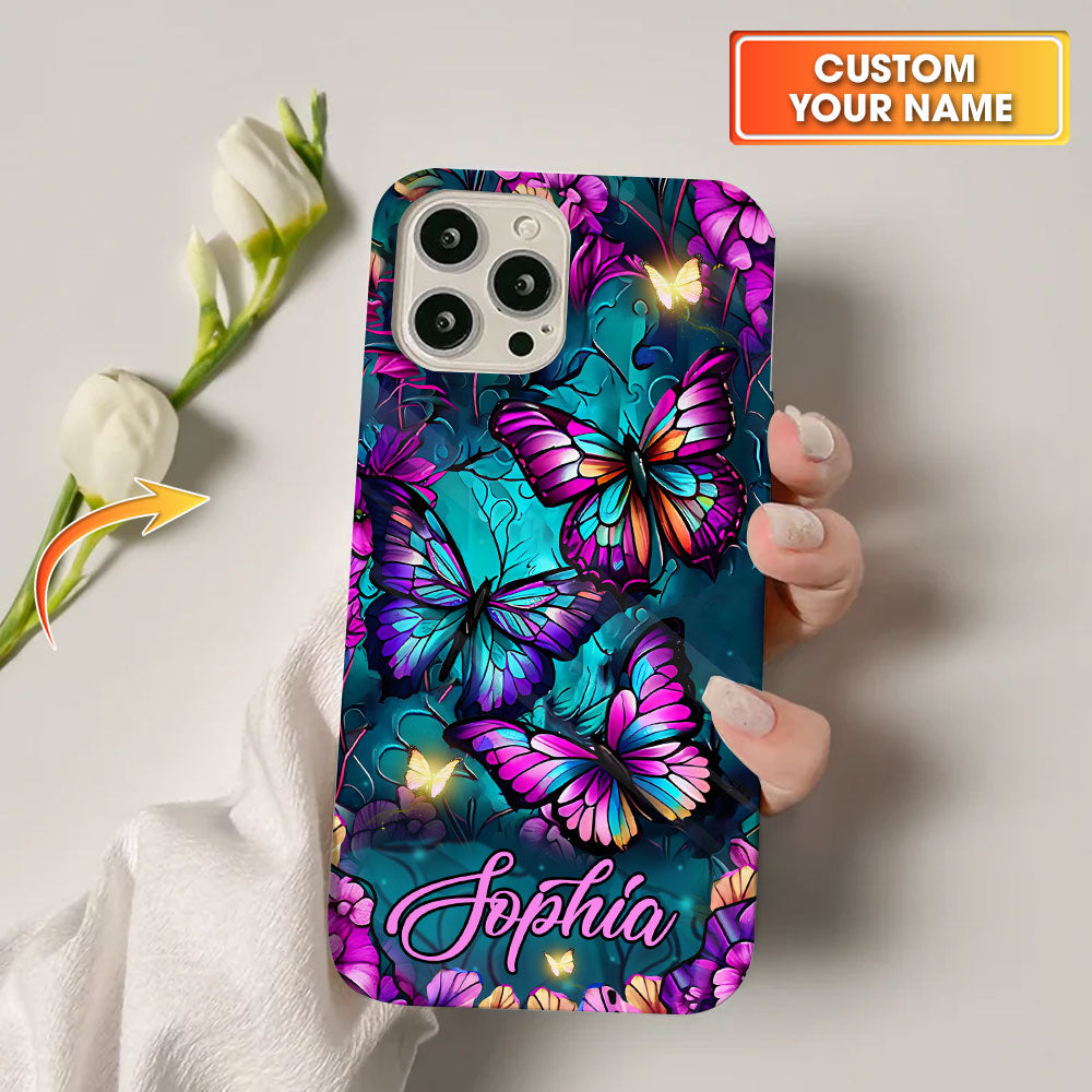 Butterfly - Custom Text - Personalized Phone Case, Gift For Family, Gift For Friend, Gift For Her