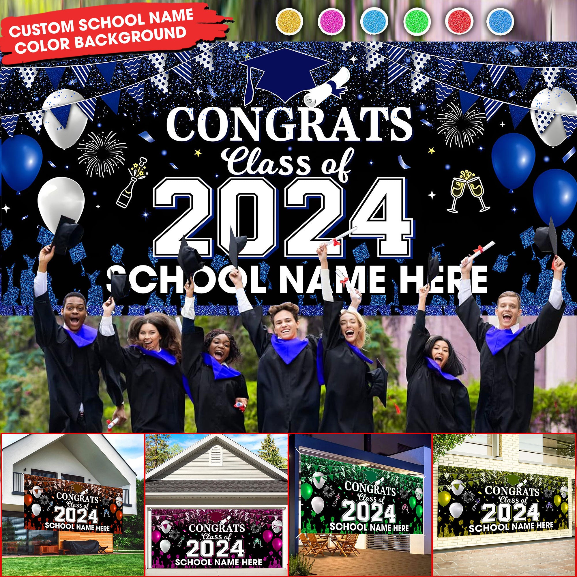Congrats Class Of 2024 - Personalized Single Garage, Garage Door Banner Covers - Banner Decorations
