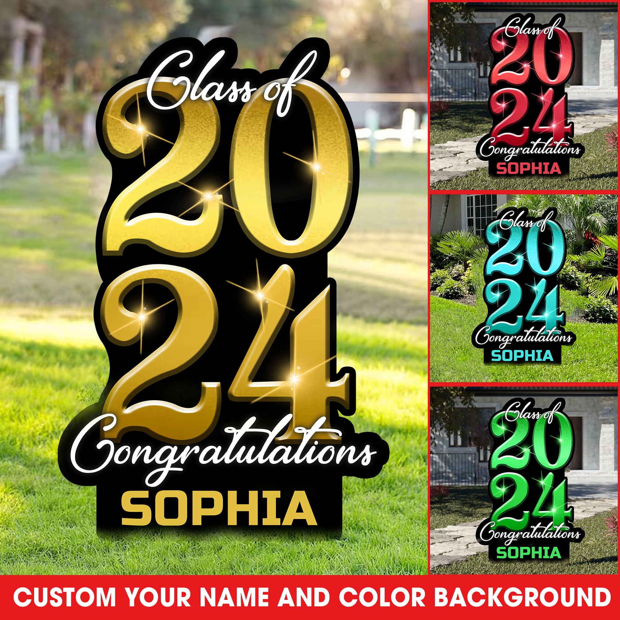 Class Of 2024 Congratulations, Custom Name, Personalized Lawn Sign, Yard Sign, Gift For Graduation