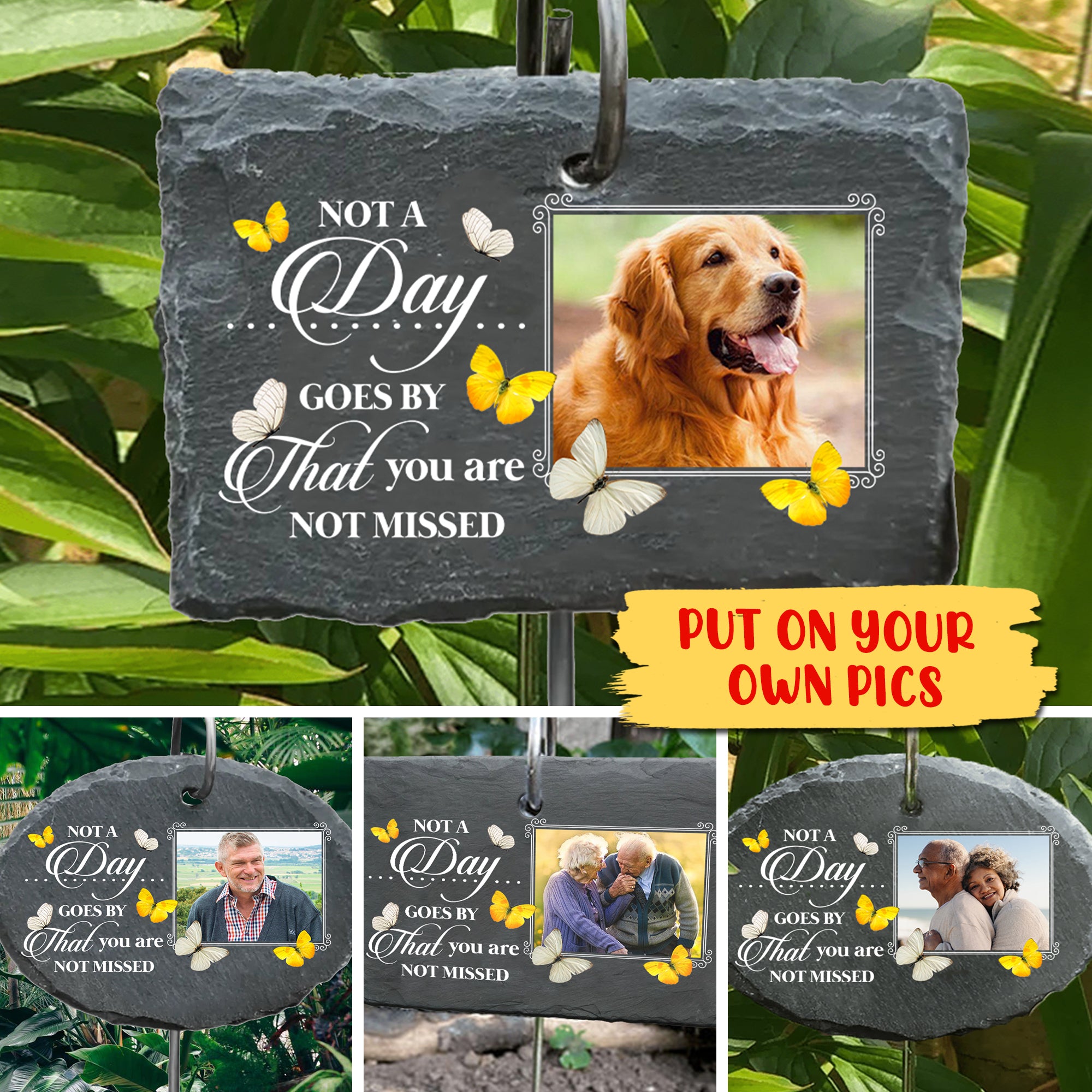Not A Day Goes By That You Are Not Missed - Personalized Garden Slate And Hook - Memorial Gifts