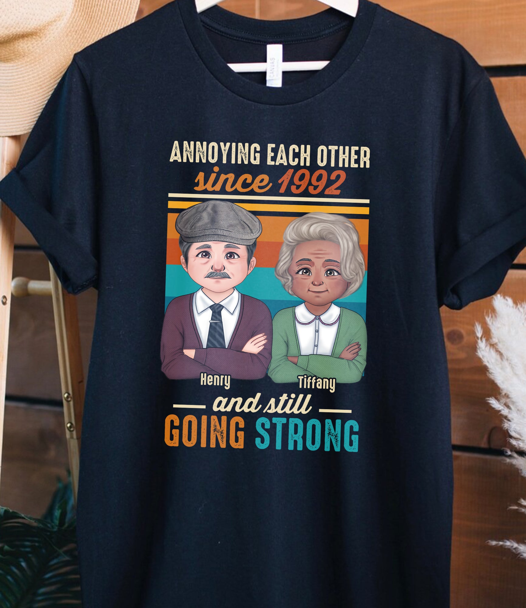 Annoying Each Other And Still Going Strong - Custom Appearance And Name - Personalized T-Shirt - Gift For Family, Husband & Wife, Grandpa & Grandma