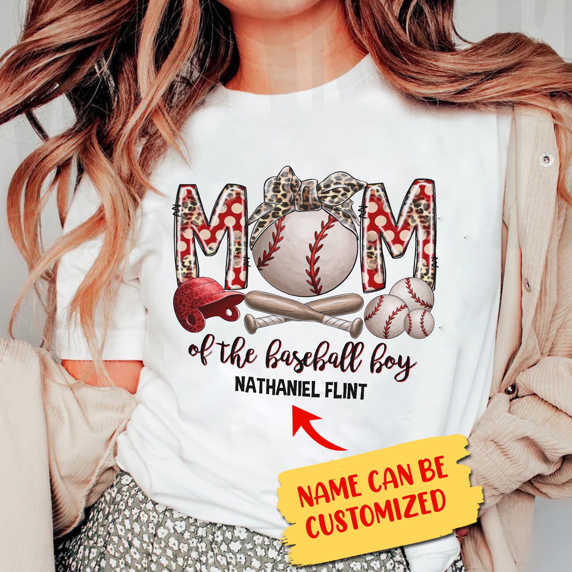 Mom Of The Baseball Boy, Personalized Baseball T-Shirt, Gift For Baseball Lovers