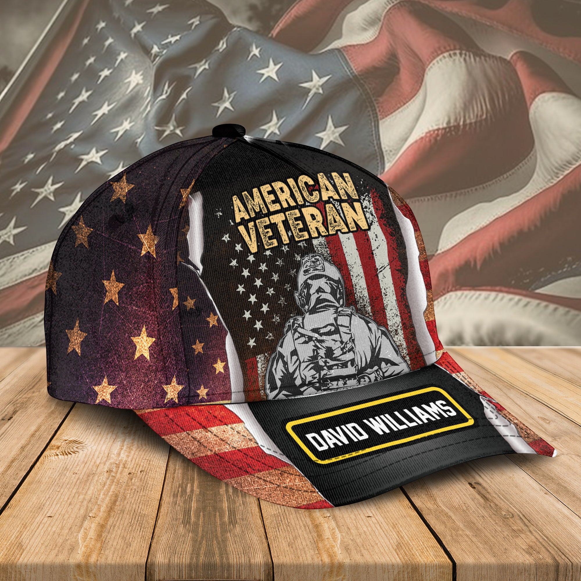 American Veteran, Customized Name Cap - Gift For Veteran