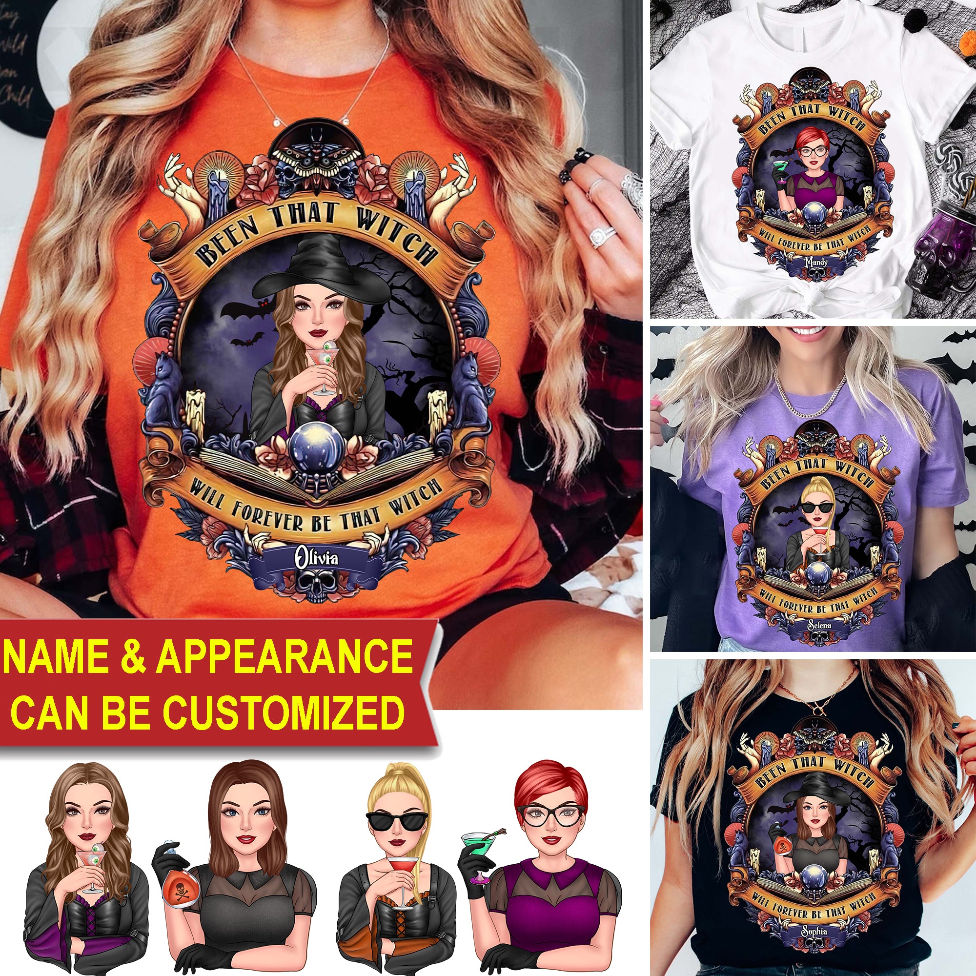 Been That Witch Will Forever Be That Witch - Custom Appearance & Name - Personalized T-Shirt - Halloween Family Gift