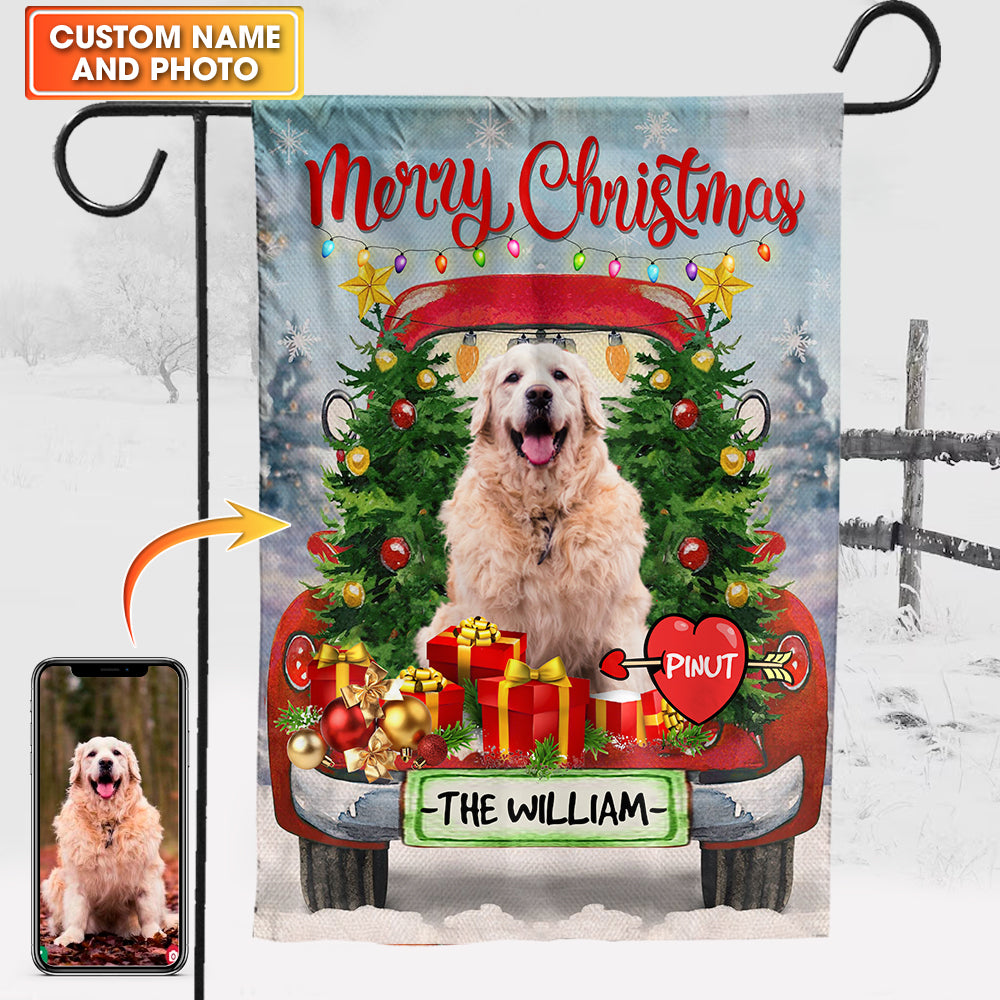 Merry Christmas  Pet Photo And Name  - Personalized Flag - Christmas Gift, Gift For Pet Lovers