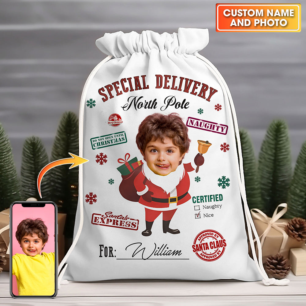 Approved By Santa Claus Special Delivery North Pole - Personalized String Bag, Gift For Family, Christmas Gift