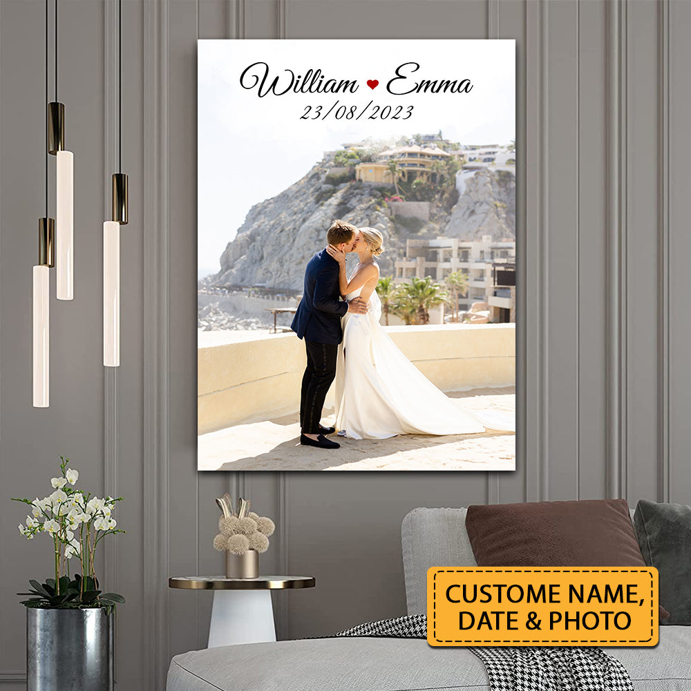 Wedding Canvas, Personalized Photo, Name And Date Canvas, Gift For Family, Gift For Couple, Home Decor