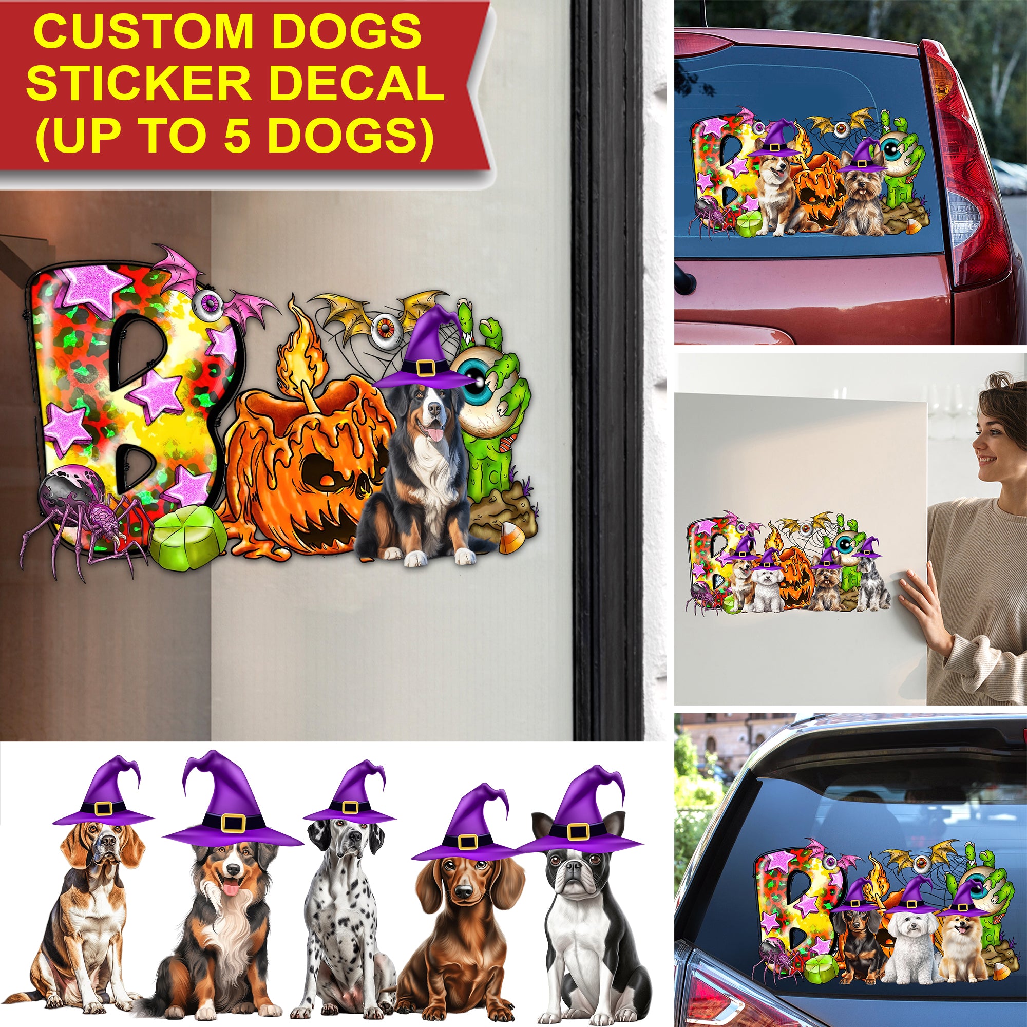 Boo Halloween Dog - Custome Appearance And Name - Personalized Sticker Decal - Gift For Pet Lover, Halloween Gift