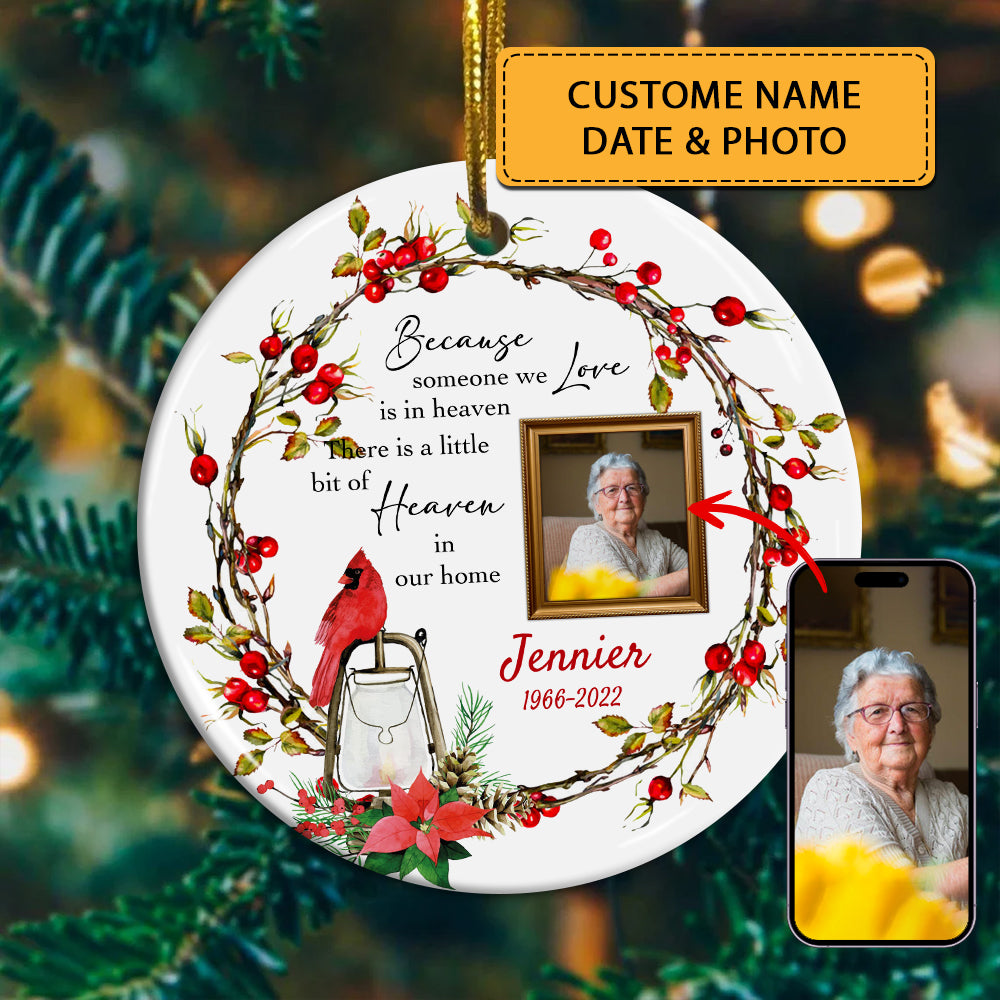 Eternal Love, Eternal Memory, Custom Photo and Name- Personalized Ceramic Ornament - Gift For Family, Memorial Gift