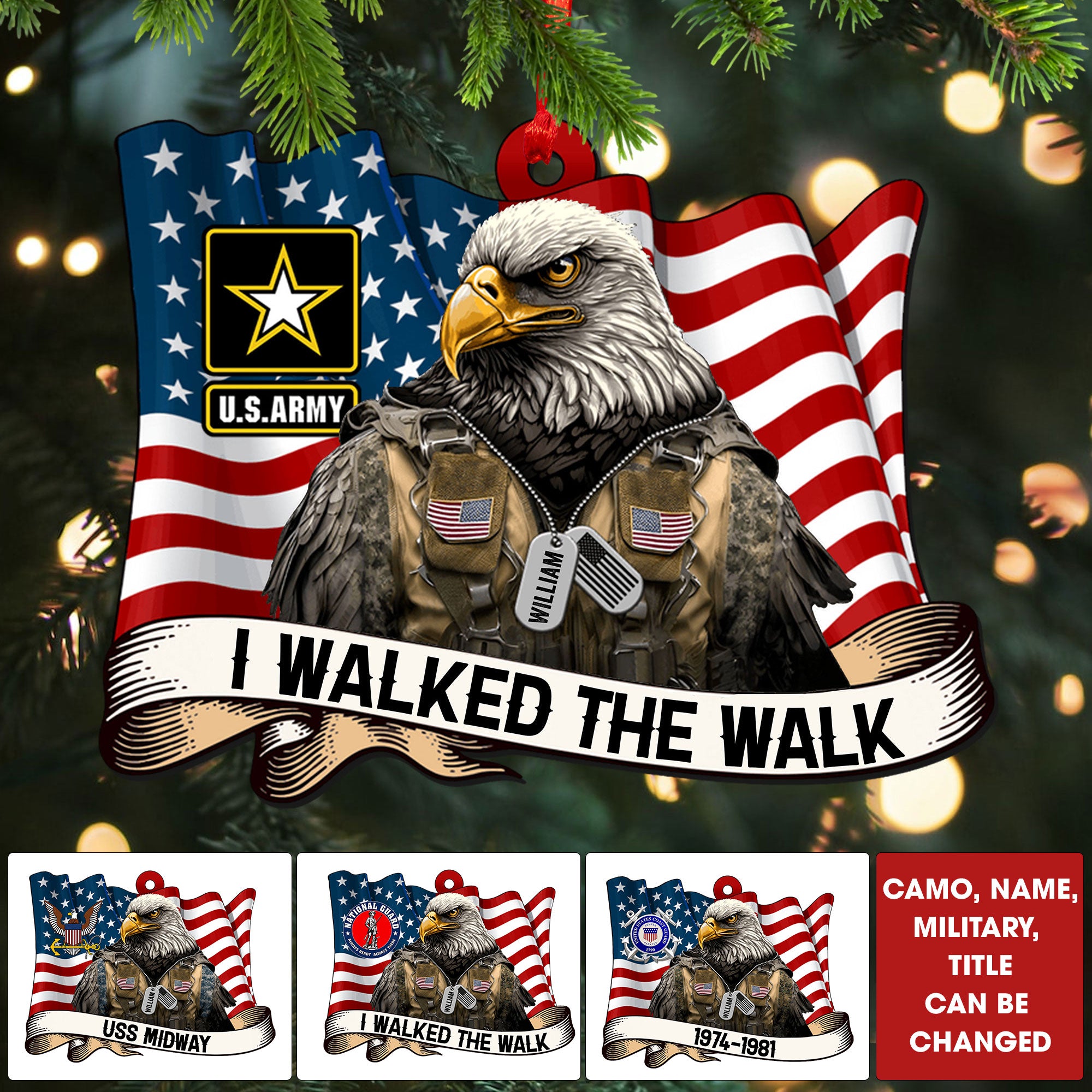 U.S Army, I Walked The Walk - Personalized Acrylic Ornament - Veterans Gift