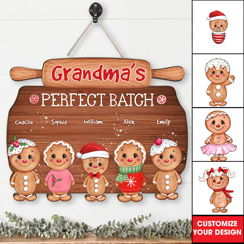 Perfect Batch Cookies Family - Personalized Wooden Door Sign - Family Gift, Christmas Gift