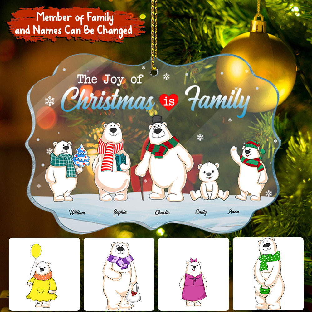 The Joy Of Christmas Is Family - Custom Appearances And Names Christmas Gift - Personalized Acrylic Ornament
