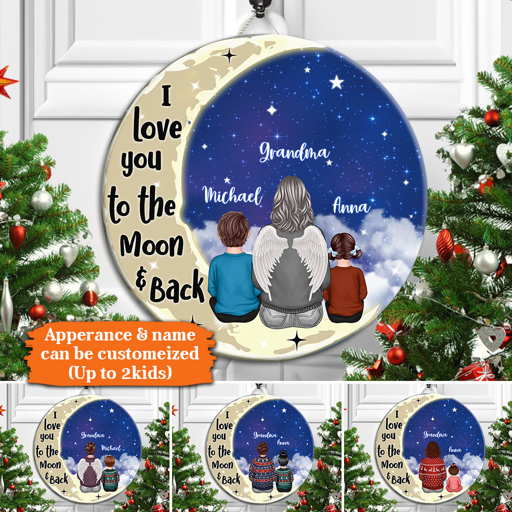 I Love You To The Moon And Back - Custom Appearance And Name - Personalized Wooden Door Sign - Family Gift