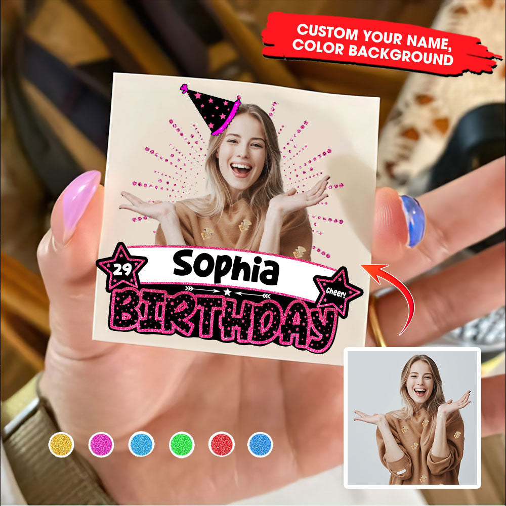 Color Birthday Party, Custom Face Photo And Name Temporary Tattoo, Personalized Party Tattoo, Fake Tattoo