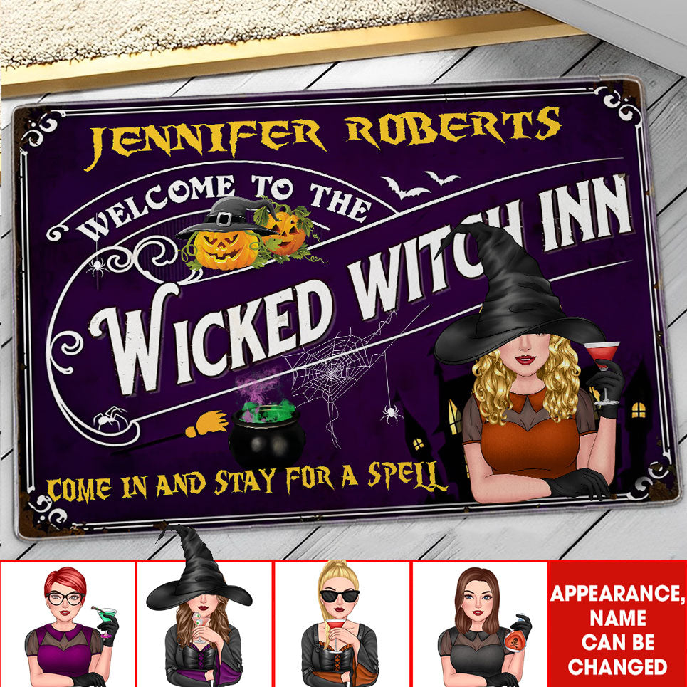 Welcome To The Wicked Witch Inn - Custom Appearance And Family Name - Personalized Witch Doormat, Halloween Gift