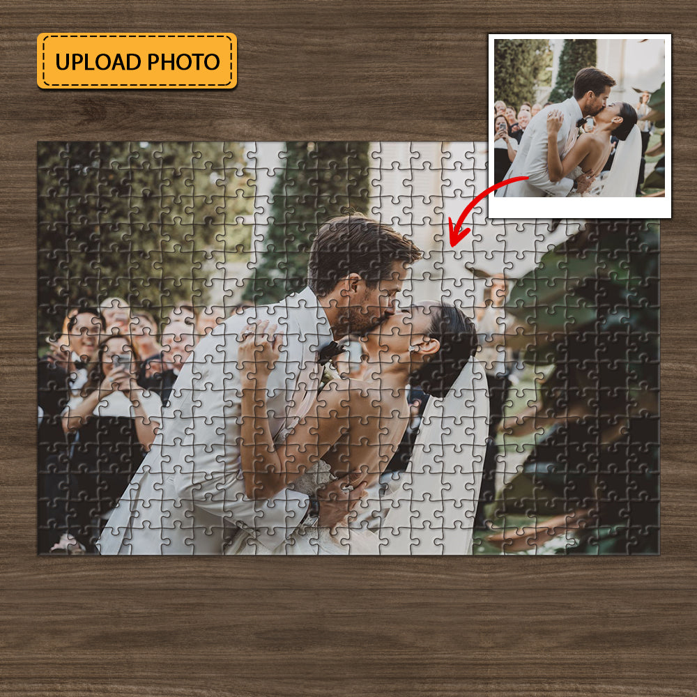 Custom Your Photo, Personalized Wooden Jigsaw Puzzles For Adults and Kids, Gift For Family, Gift For Couple, Wedding