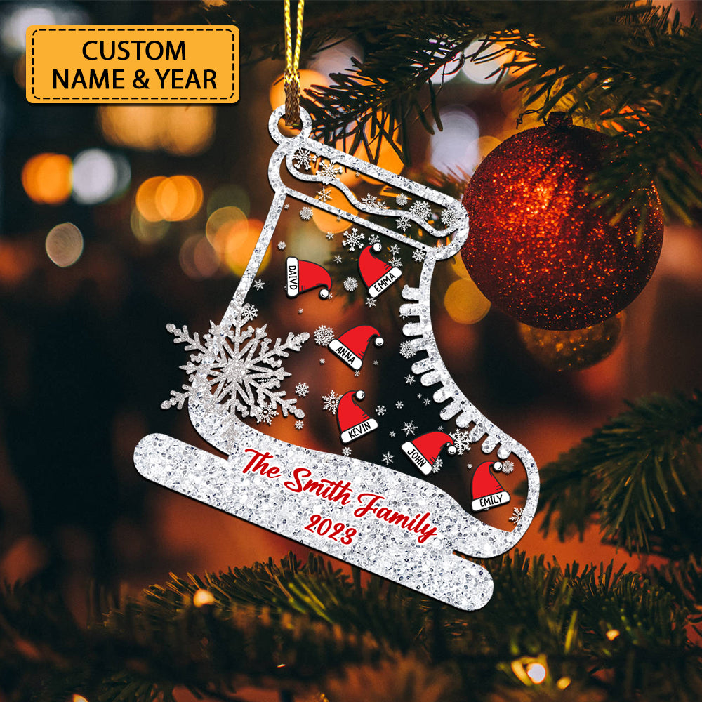 Christmas Ice Skates Family, Personalized Ornament - Christmas Gift For Family - Custom Shaker Ornament
