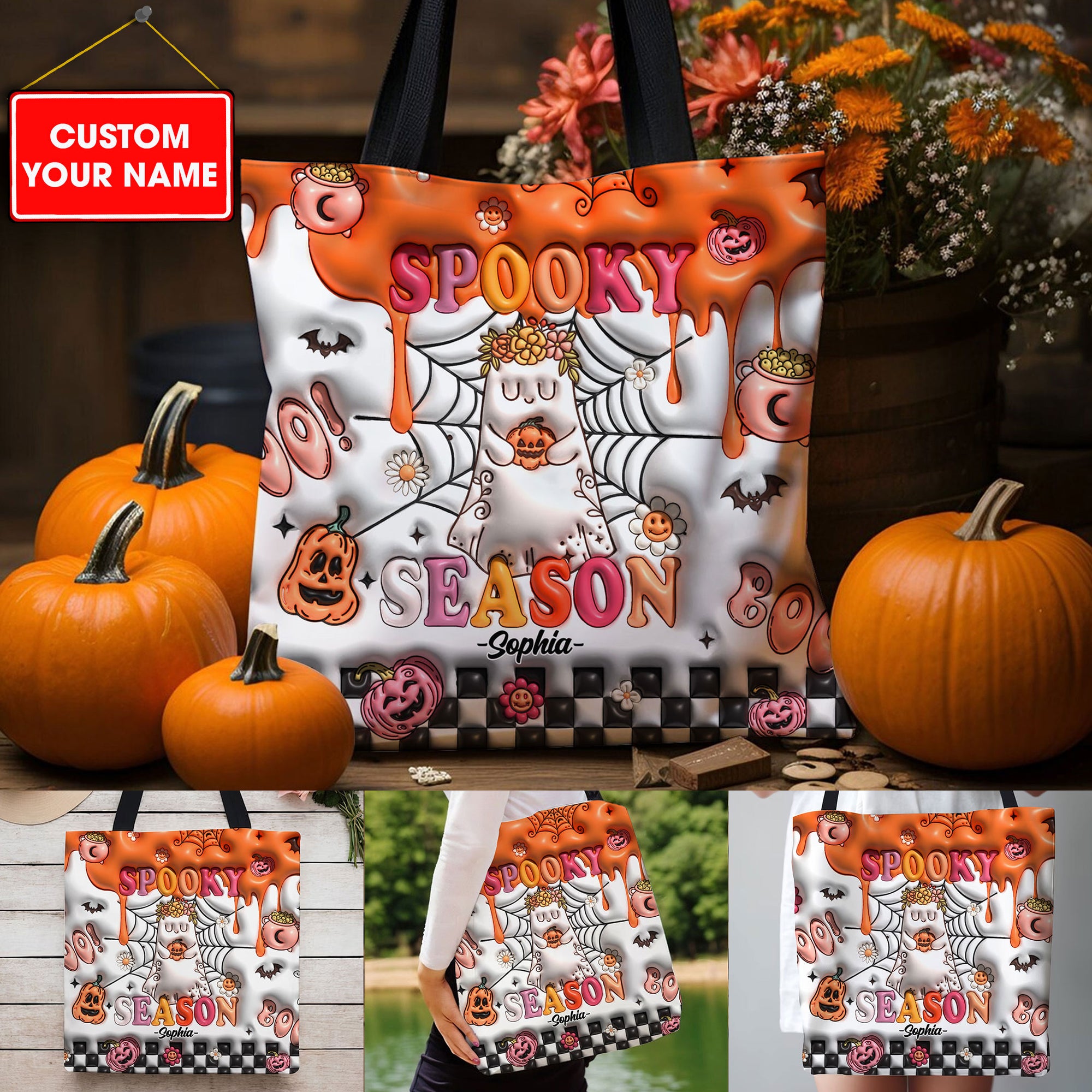 Spooky Season - Custom Name - Personalized Tote Bag, Halloween Gift