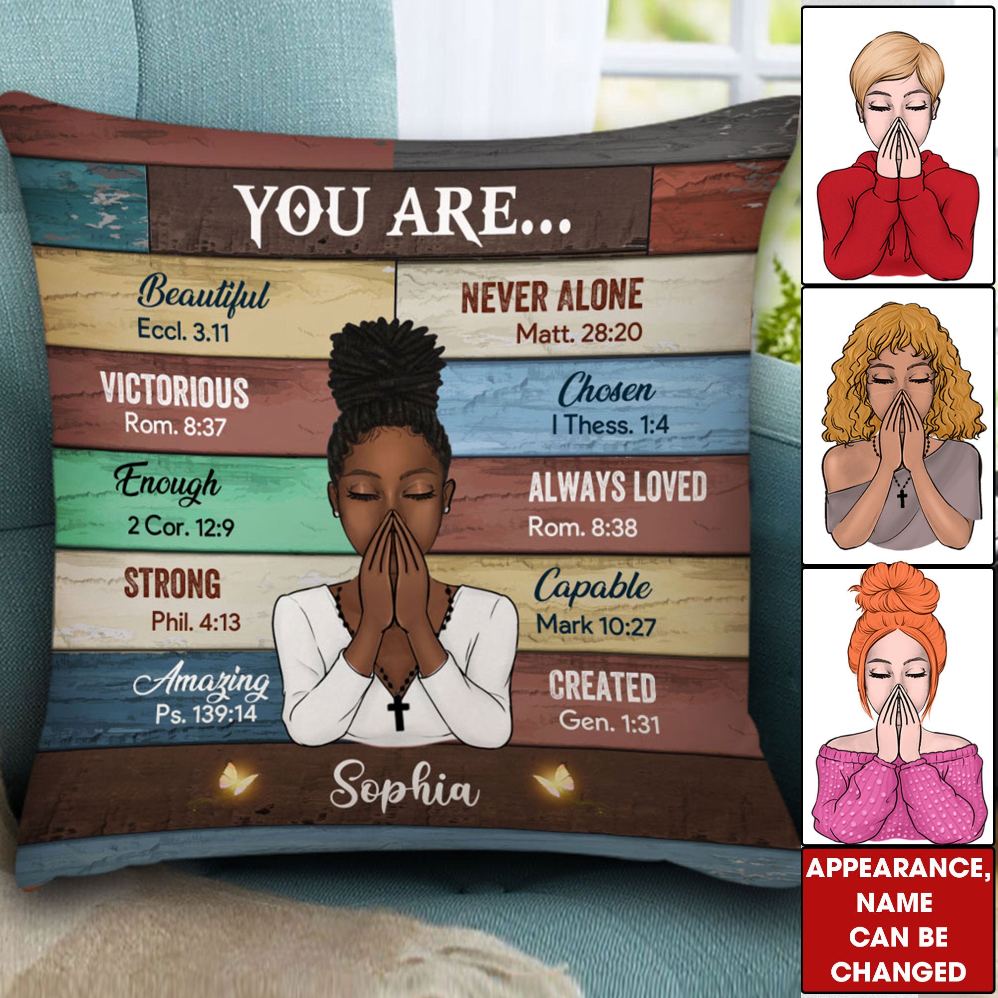 You Are Beautiful Victorious Enough Strong - Custom Appearances And Names - Personalized Pillow, Gift For Family