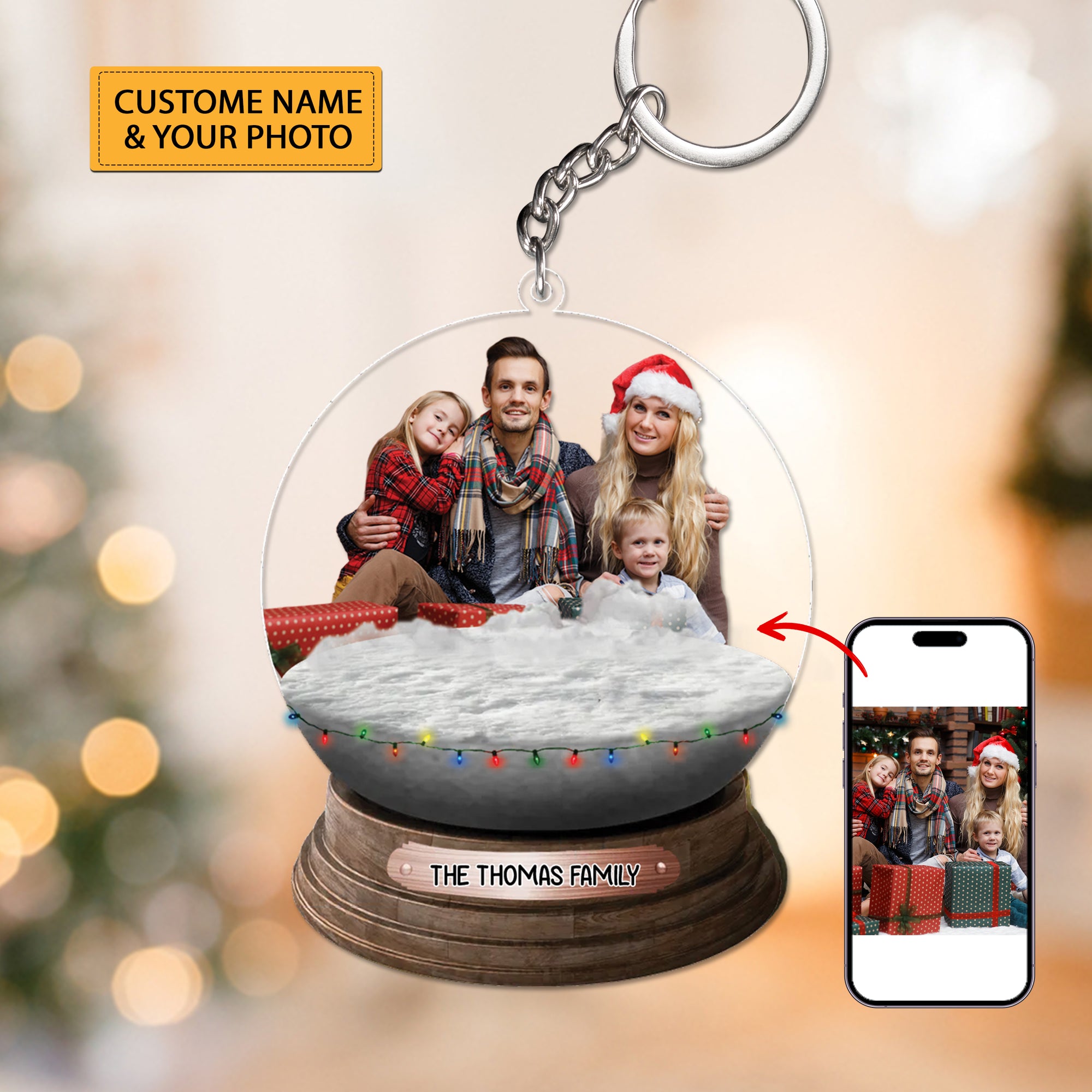 Personalized Acrylic Keychain - Custom Photo And Name - Christmas Decoration - Christmas Gift