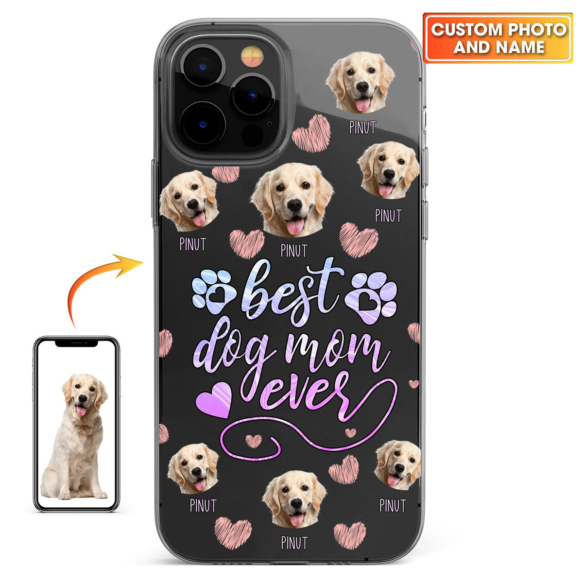 Best Dog Mom Ever - Custom Photo And Name - Personalized Clear Color Phone Case, Gift For Family, Gift For Pet Lover