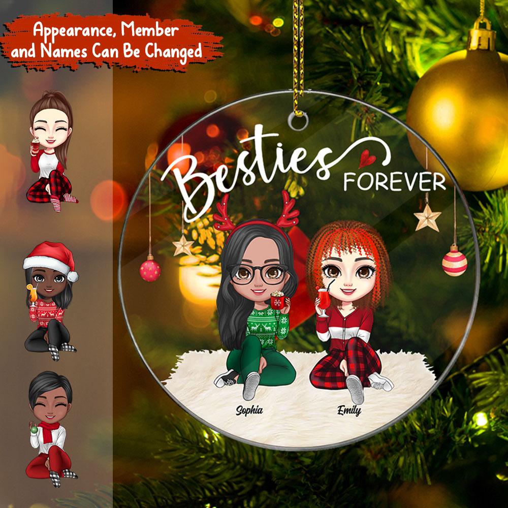 Christmas Besties Forever - Personalized Acrylic Ornament - Gift For Family, Xmas Gift