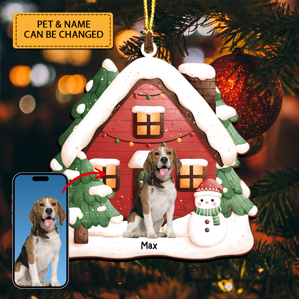 Xmas Pet House - Custom Photo And Name, Personalized Acrylic Ornament - Gift For Christmas, Gift For Pet Lover