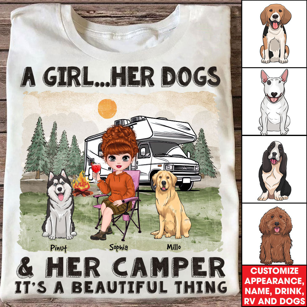 A Girl And Her Dogs Beautiful Thing - Gift For Camping Lovers - Personalized T-Shirt