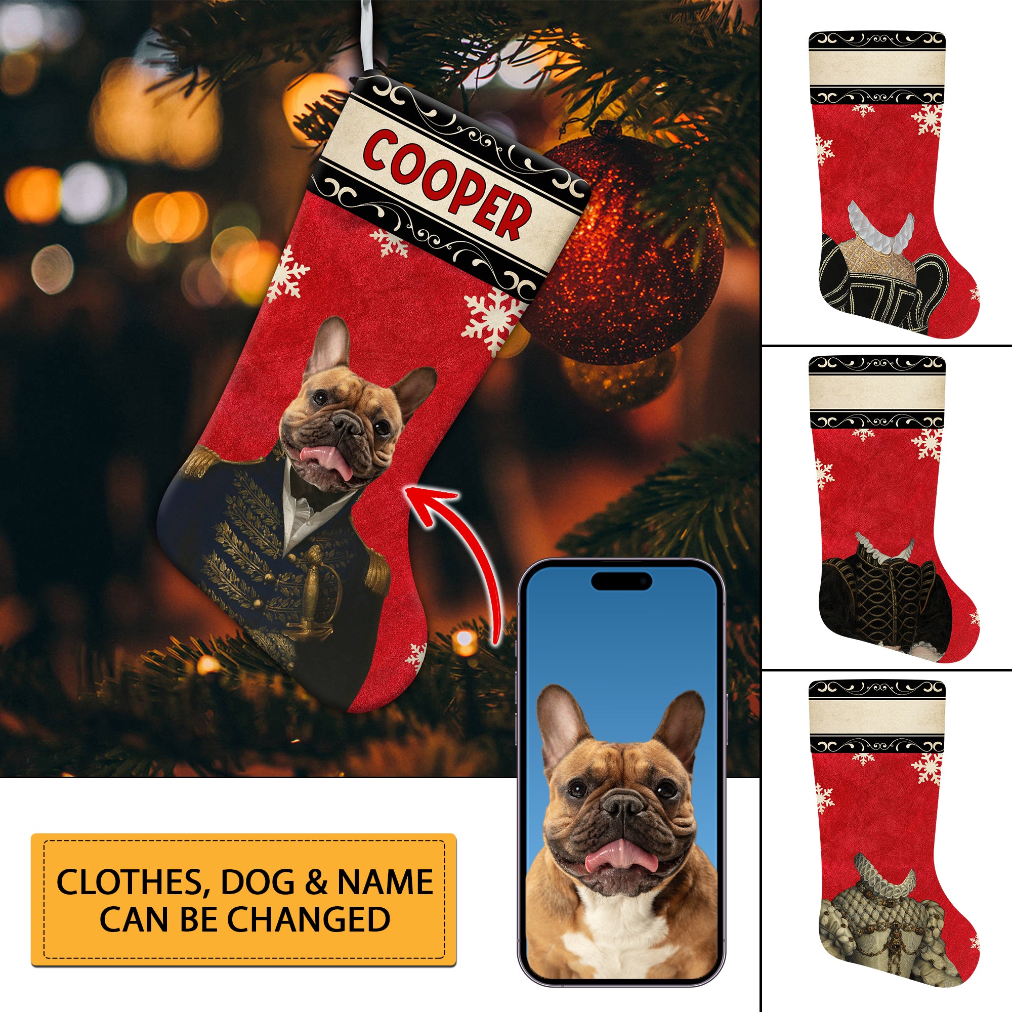 Pet With Royal Clothes - Personalized Christmas Socks Decoration - Custom Photo Gift, Christmas Gift