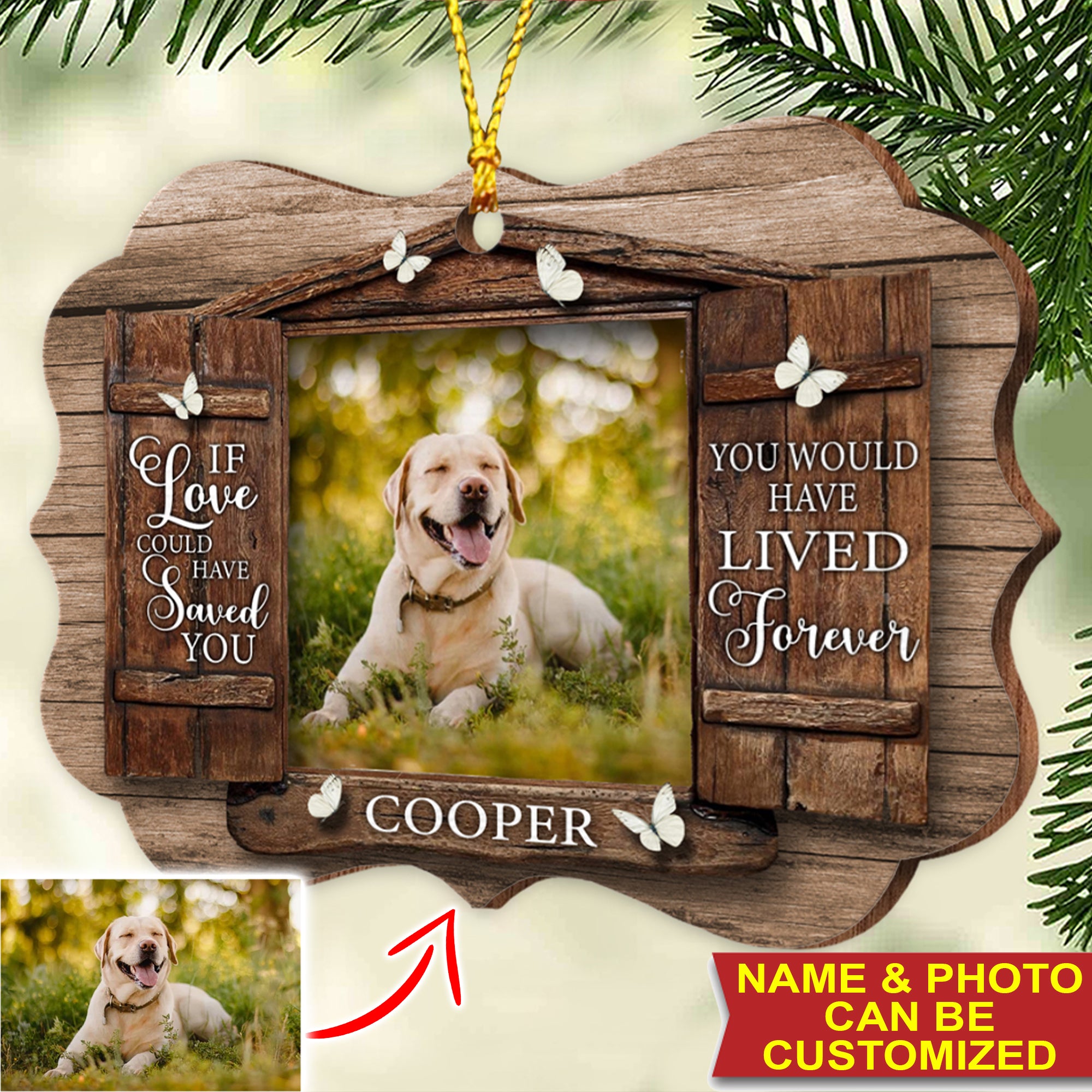 Forever Loved, Never Forgotten - Personalized Custom Shaped Wooden Memorial Ornament - Gift For Pet Lover, Memorial Gift