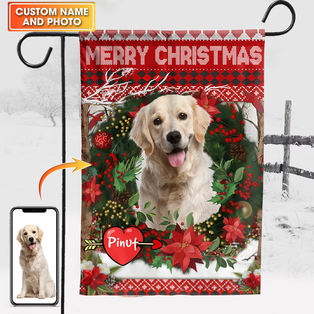 Merry Christmas - Custom Pet Photo And Name Flag - Xmas Gift, Gift For Pet Lovers