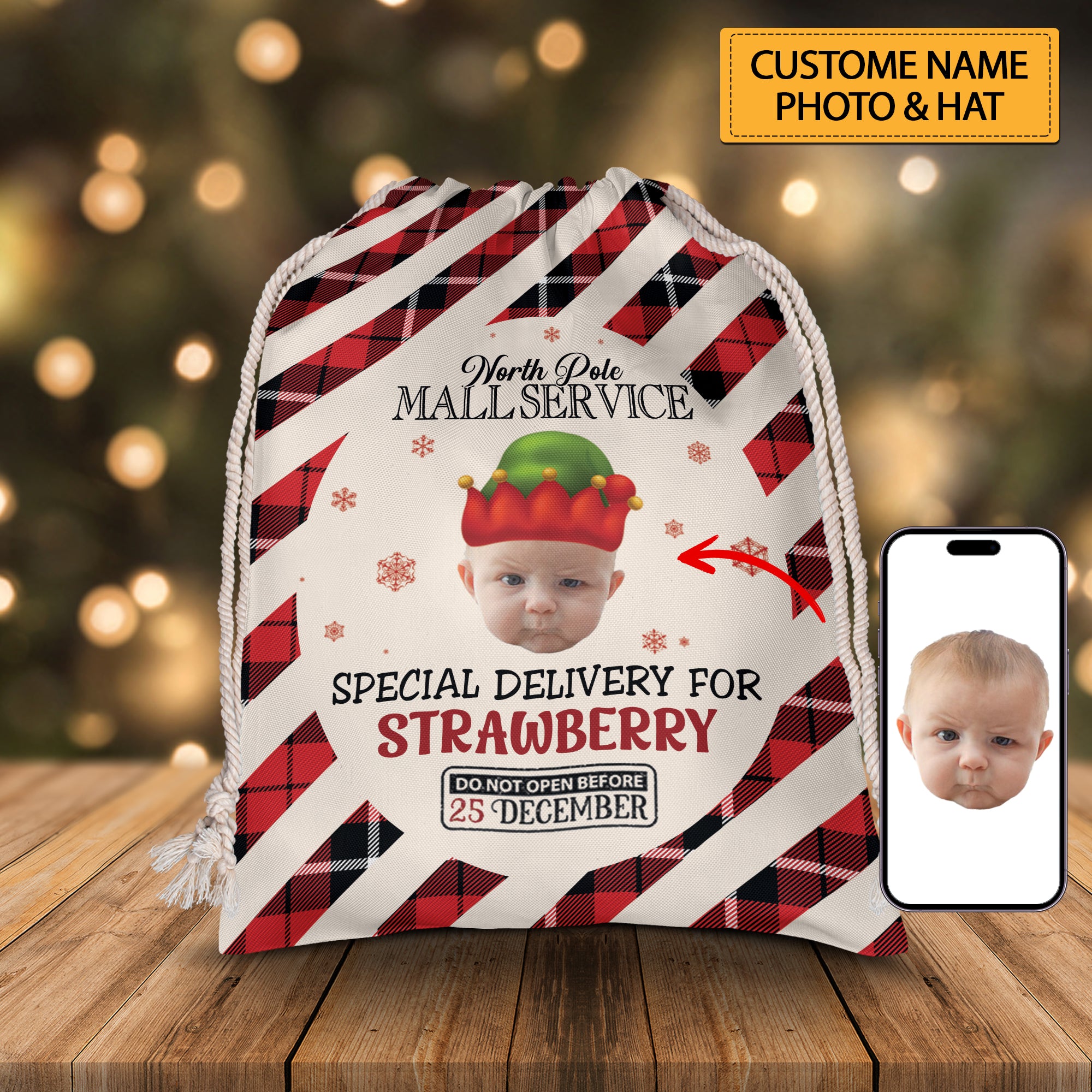 North Pole Mall Service Special Delivery For - Personalized String Bag, Christmas Gift, Gift For Family