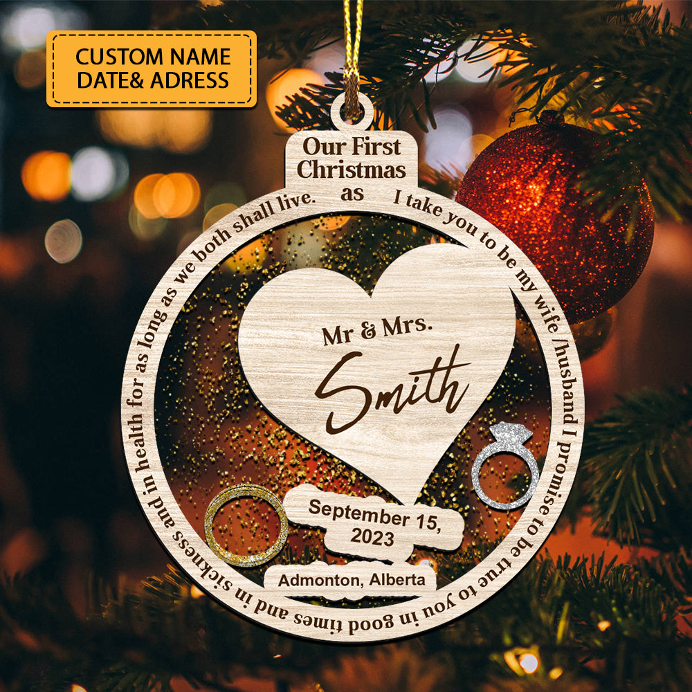 Our First Christmas As Mr. & Mrs. Personalized Ornament - Christmas Gift For Couple - Custom Shaker Ornament