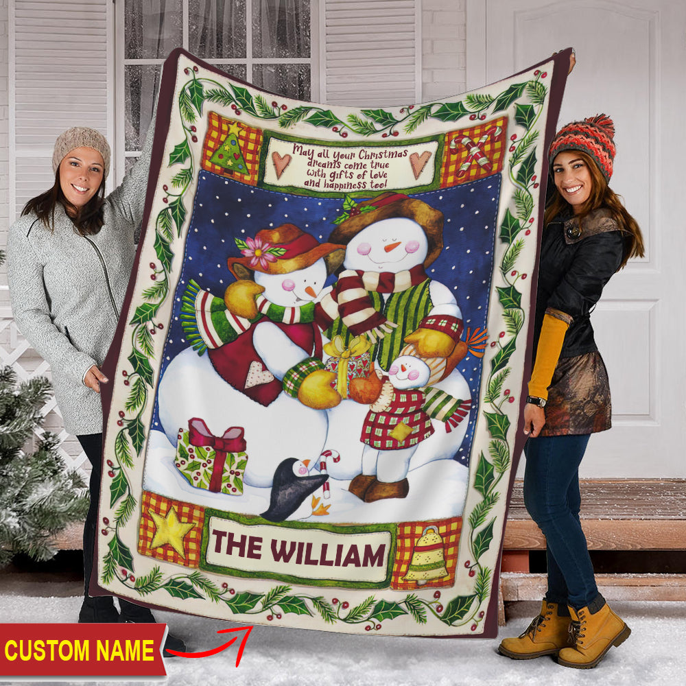 Xmas Family - Custom Text - Personalized Fleece Blanket, Christmas Gift For Family