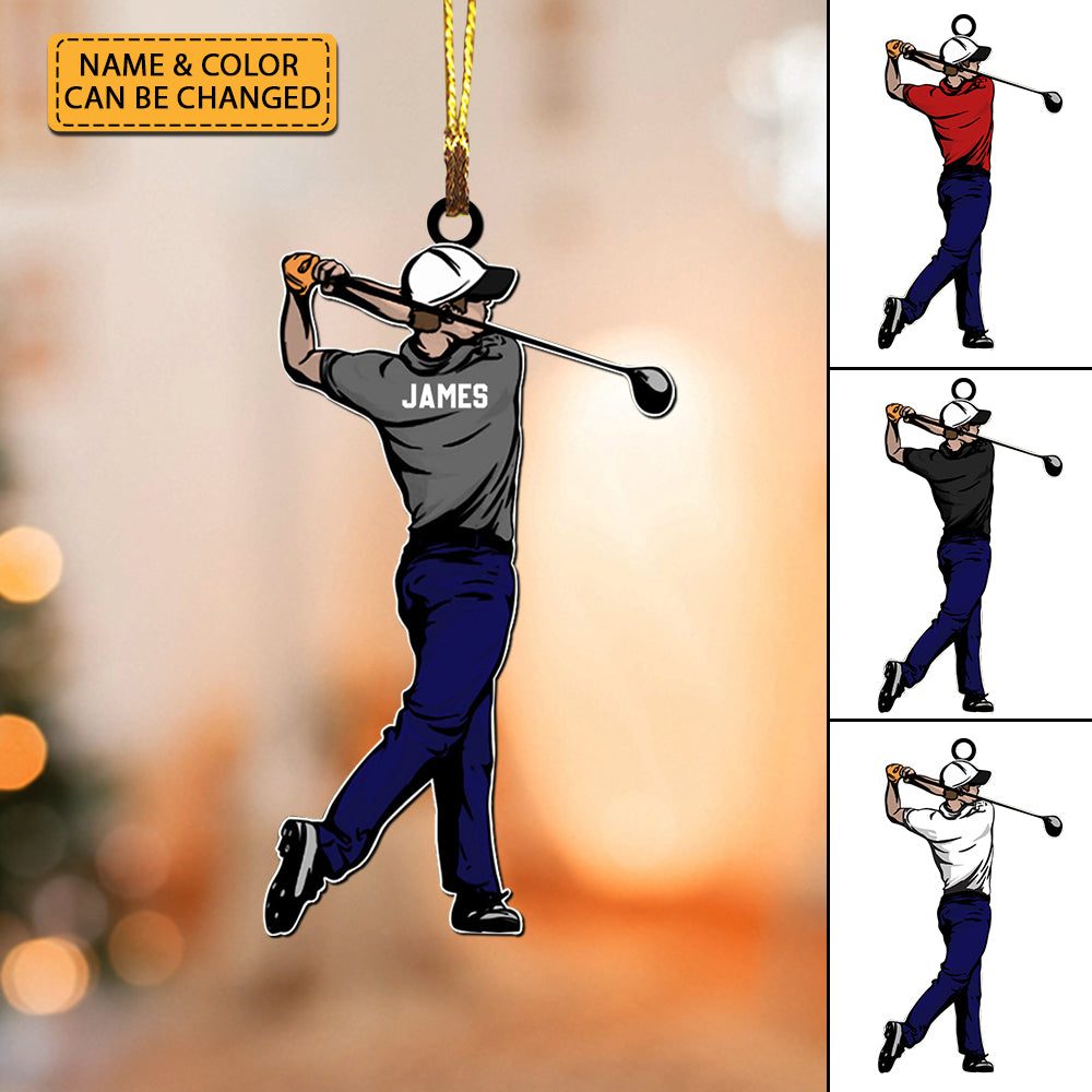 Christmas Golfer - Christmas Gift For Family, Custom Name - Personalized Acrylic Ornament