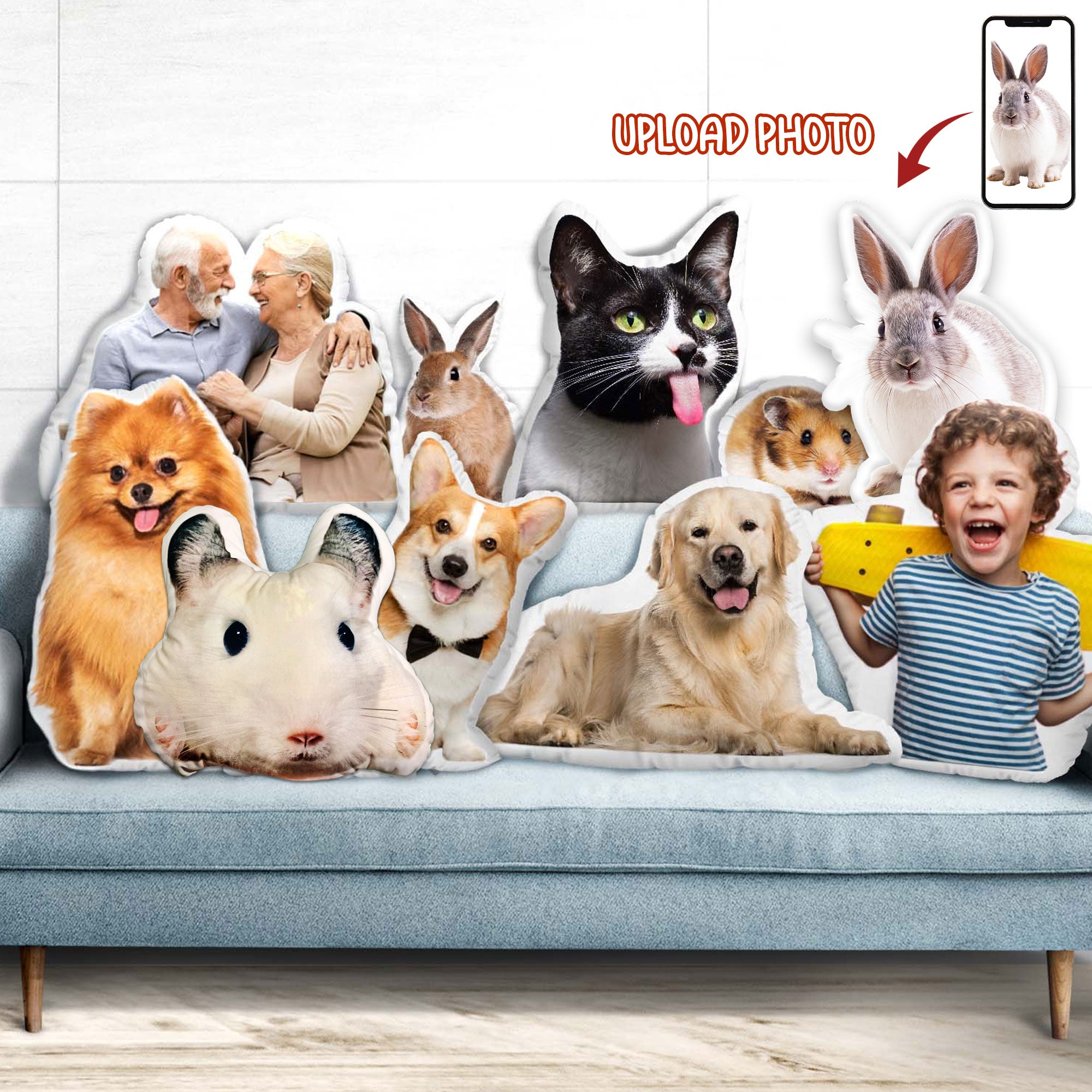 Custom Shape Plush Pillow Case - Gift For Dog Cat Lovers - Cute Pet Photo Pillow Cushions, Personalized Shape Pillow