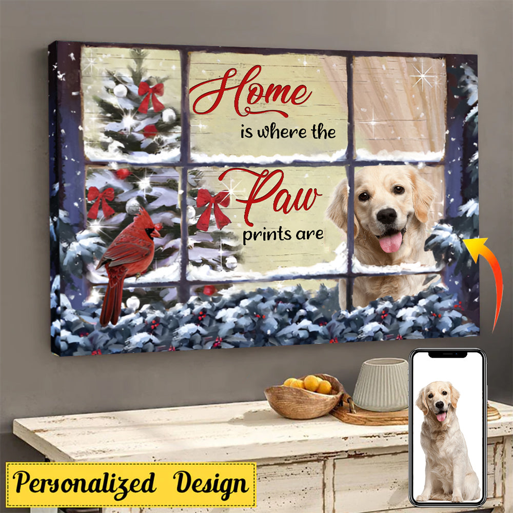 Home Is Where The Paw Prints Are - Personalized Canvas - Gift For Pet Lover, Family Decor