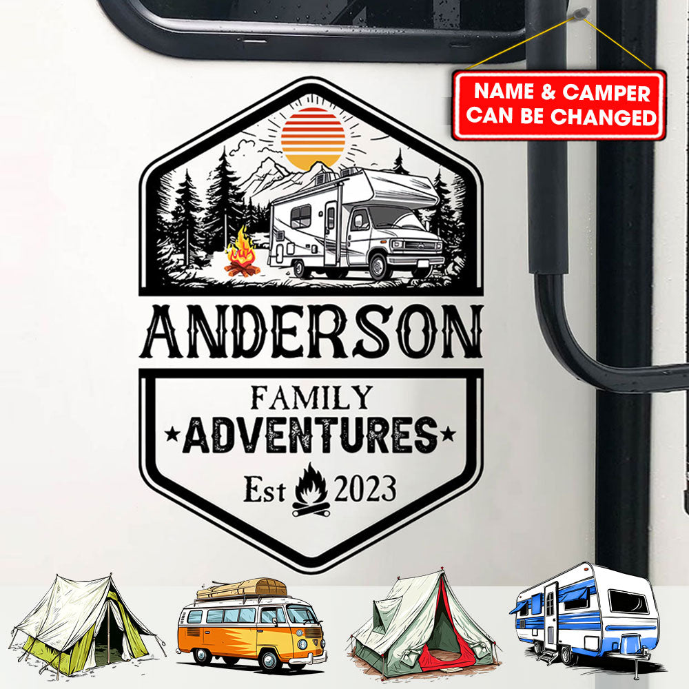 Family Adventures - Personalized RV Sticker Decal - Gift For Family, Gift For Camping Lover