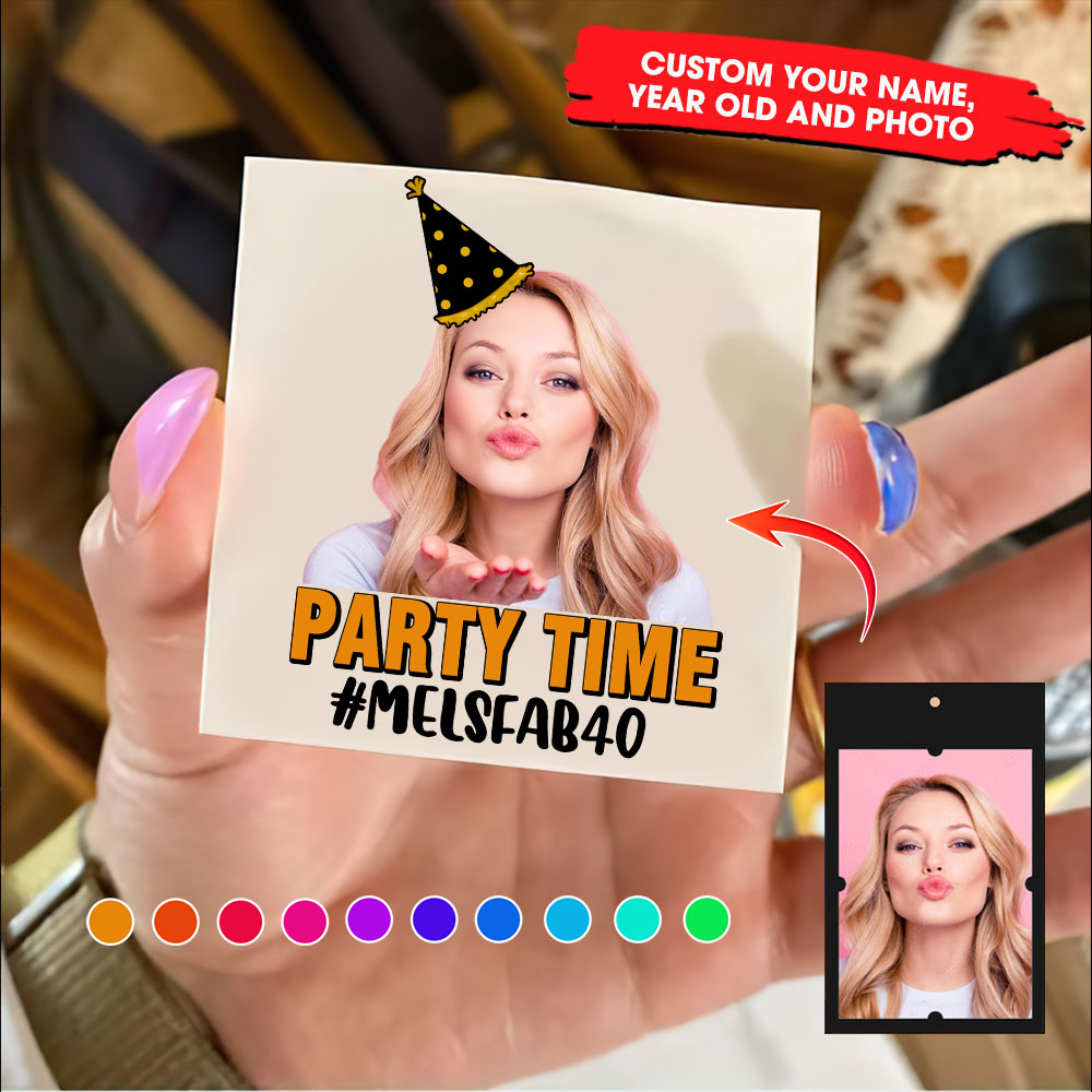 Party Time, Custom Face Photo And Texts Temporary Tattoo, Personalized Party Tattoo, Fake Tattoo