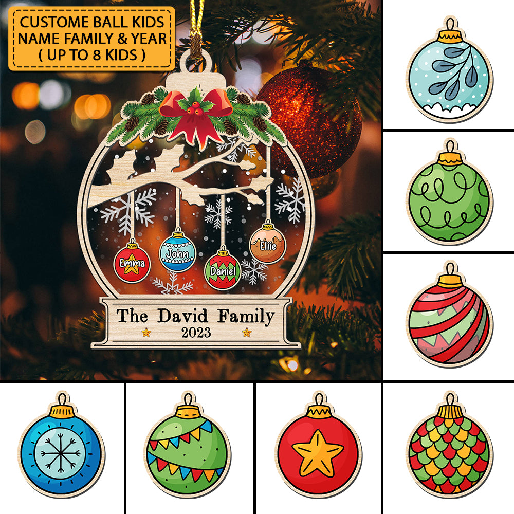 Family Christmas Ball - Custom Name, Personalized Acrylic Ornament - Gift For Christmas, Family Gift