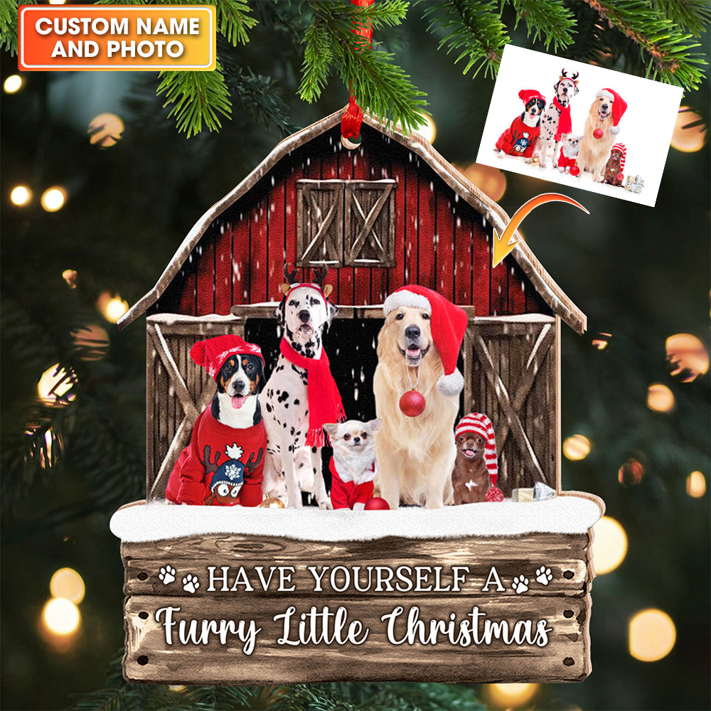 Pet House Christmas, Custom Photo And Quote - Personalized Custom Shaped Wooden Ornament - Gift For Pet Lover, Christmas Gift