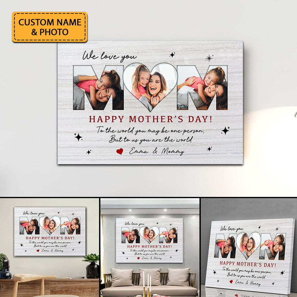 Happy Mother's Day - Personalized 3 Photos And Names Canvas Poster, Gift For Family, Mother's Day Gift