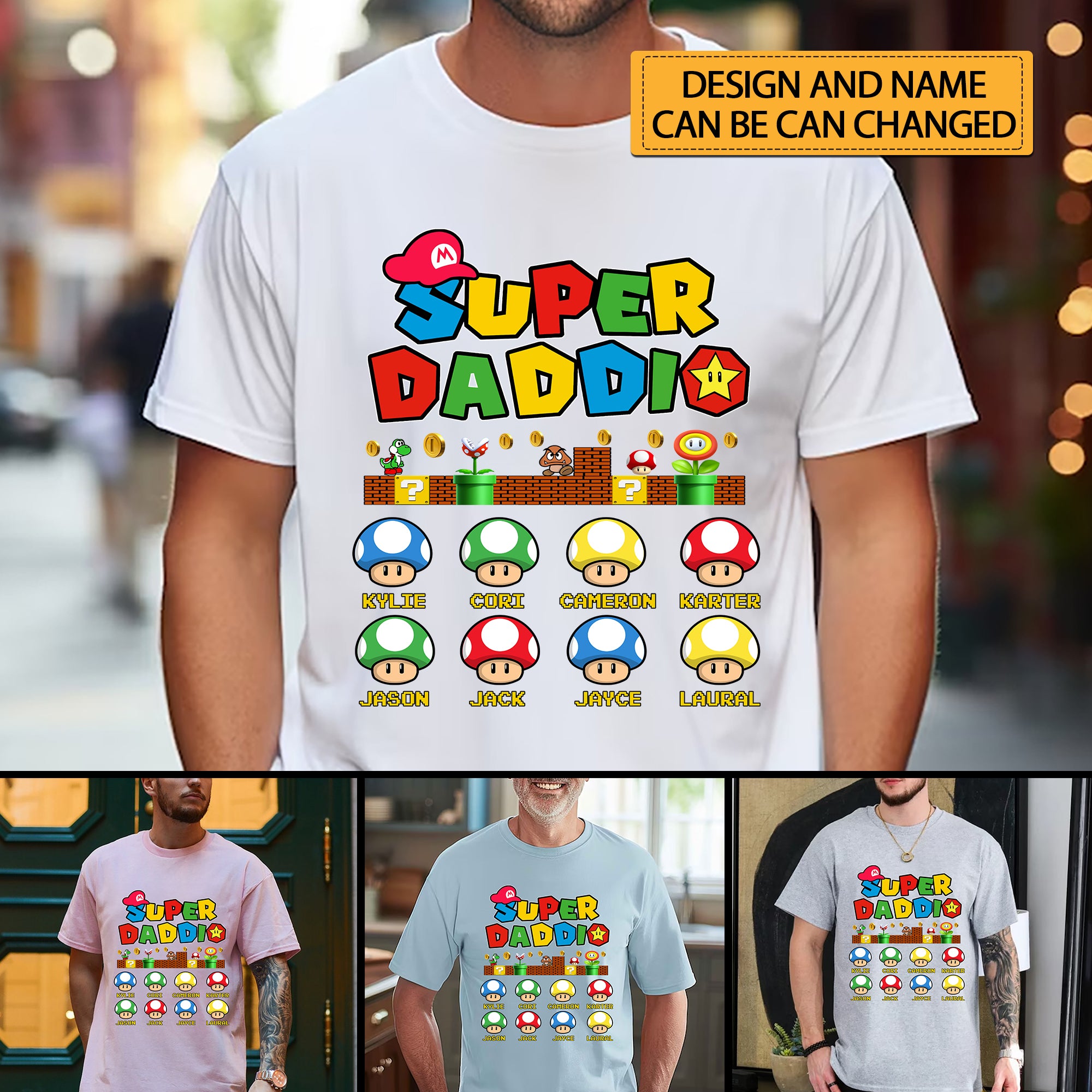 Super Daddio, Happy Father's Day, Custom Appearances And Texts - Personalized Light Shirt