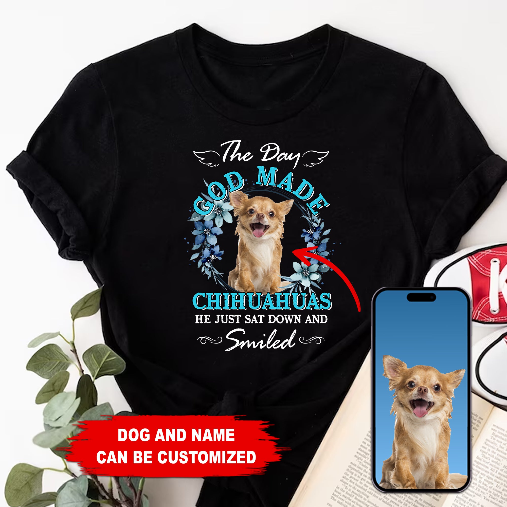 The Day God Made Pet, He Just Sat Down And Smiled - Custom Photo And Text - Personalized T-Shirt - Gift For Pet Lover