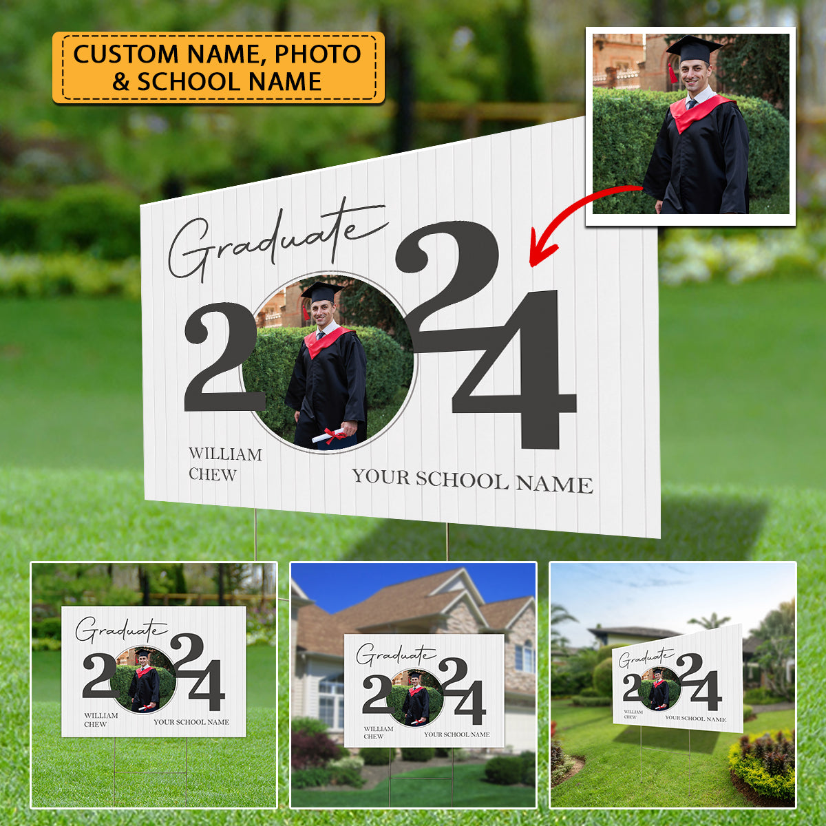Graduate 2024, Custom Photo And Texts Graduation - Personalized Lawn Sign, Yard Sign, Graduation Gift