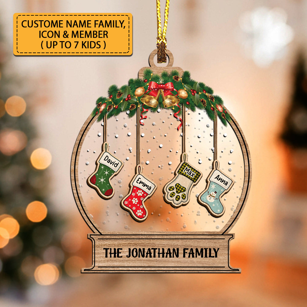 Family Socks Color - Custom Photo, Personalized Acrylic Ornament - Gift For Christmas, Family Gift