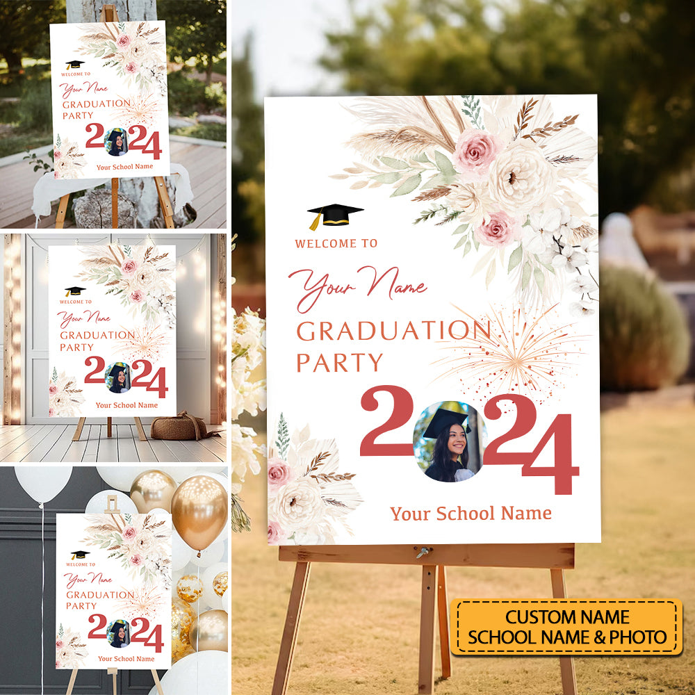 Graduation Party 2024 Custom Party Welcome Sign - Custom Photo Grad Party Sign - Personalized Graduation Decoration - Graduation Sign