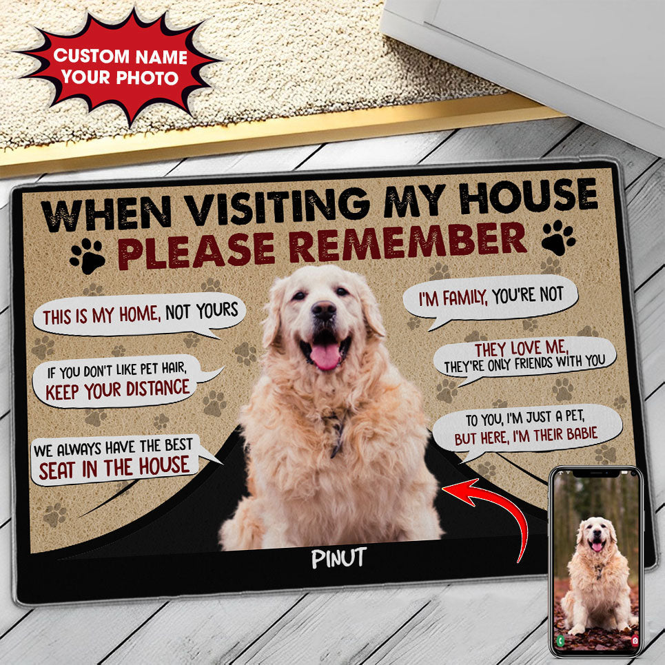 Personalized Pet Doormat, When Visiting My House Please Remember,  Puppy and Kitty DoorMats