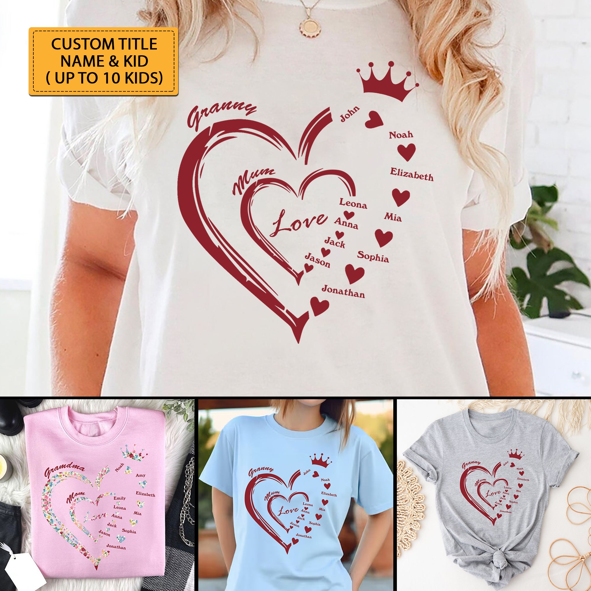 Two Hearts Queen, Happy Mother's Day, Custom Texts - Personalized Light Shirt