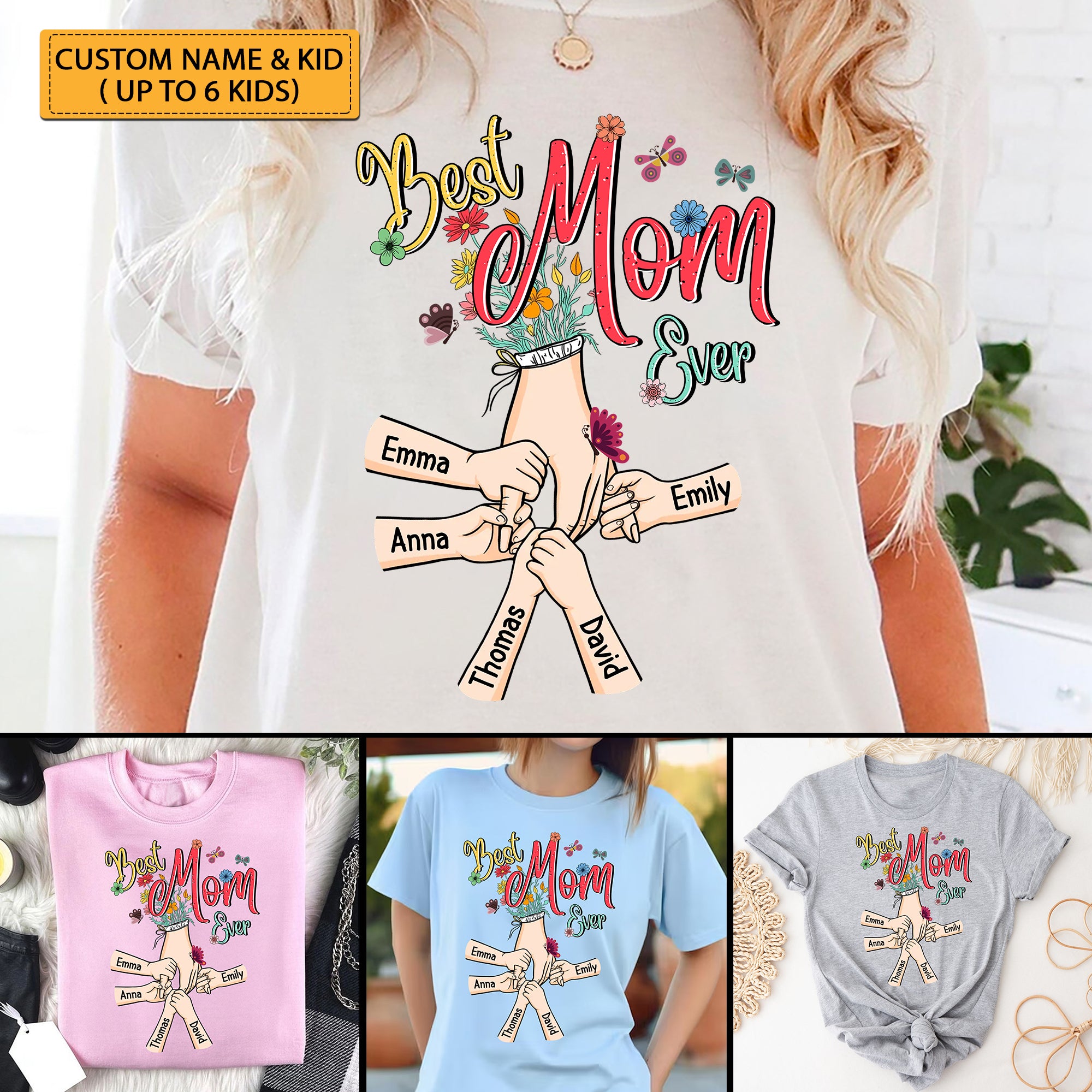 Best Mom Ever, Happy Mother's Day, Custom Texts - Personalized Light Shirt